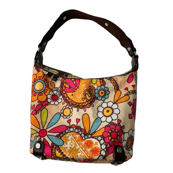 NWOT Toki Doki X Le SportSac Handbag Qee Satchel Purse Floral Hippy 60/70s Daisy - Picture 1 of 13